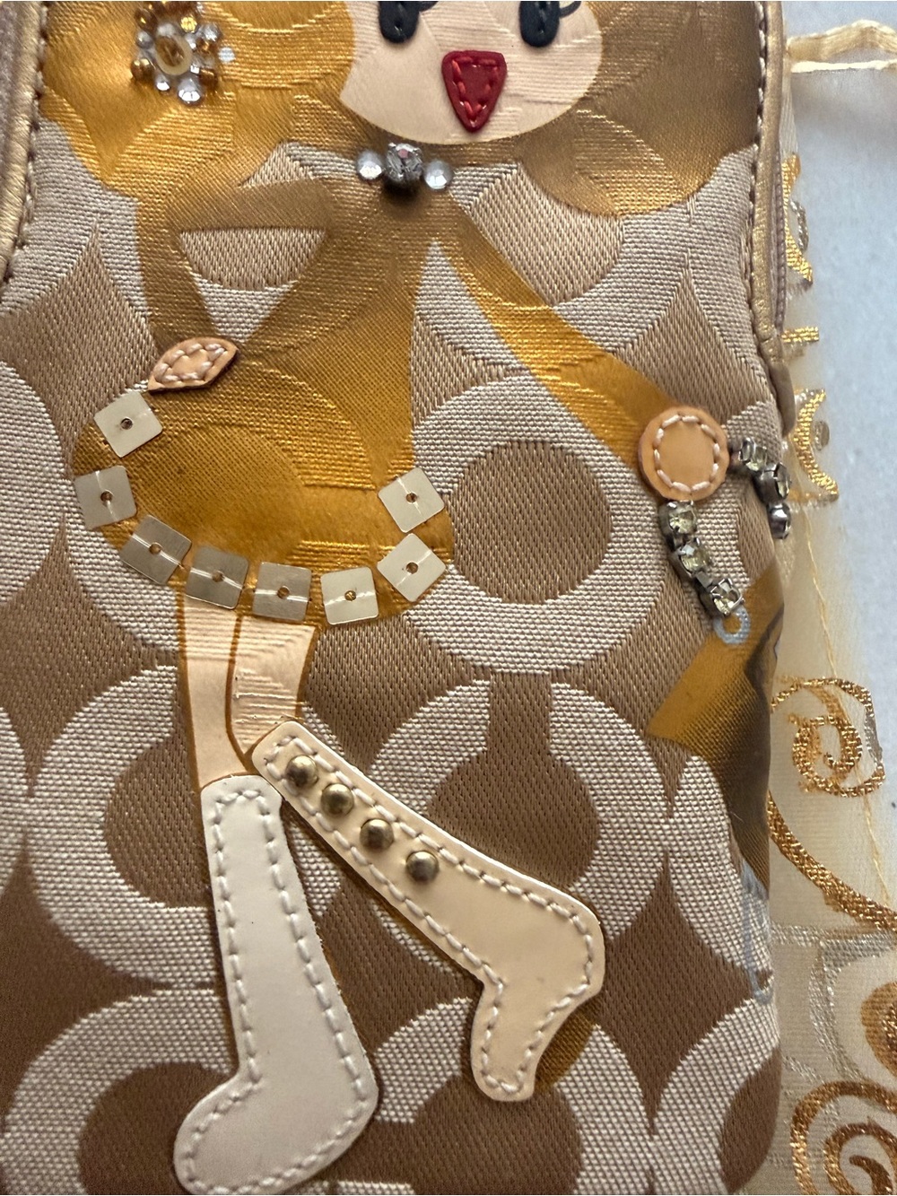 Coach Poppy Chan Goldy Wristlet - Gold/Tan - Picture 2 of 6